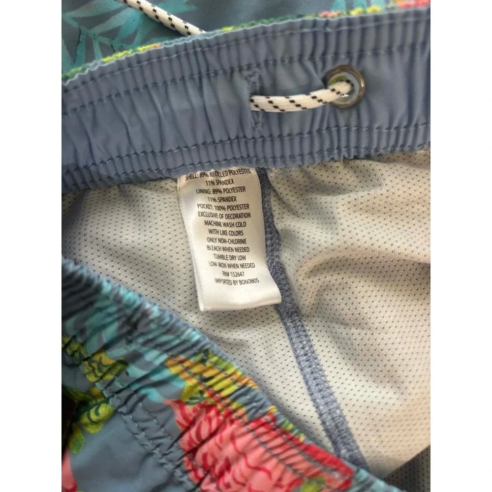 Bonobos Mens Flamingo Tropical Print Swim Trunks Light Blue XL BOE26115RO NWT